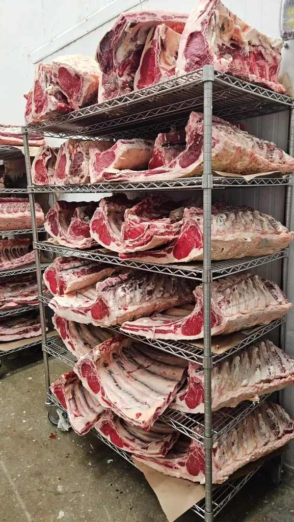 Custom cut beef on shelves | Beverly Creek Farm